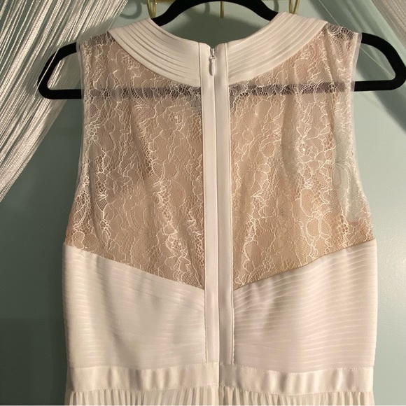 BCBGMaxazria White Pleated Lace Maxi Dress - Picture 12 of 17